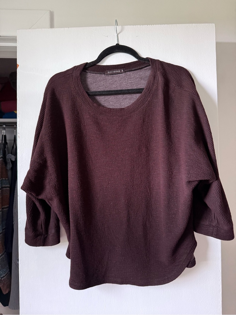 cut•loose Brown Crewneck Textured Pullover